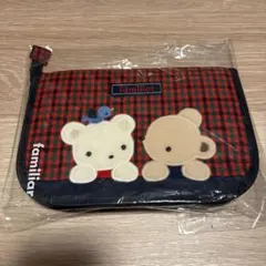 【新品】familiar チェック柄ポーチ 母子手帳ケース 001