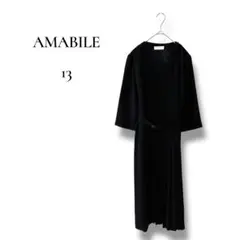 AMABILE レディース　フォーマルワンピース　ロング　七分袖　ブラック　13