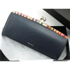 ☆残りわずか☆未使用品☆箱付☆ポールスミス 人気マルチ がま口 長財布 ネイビー
