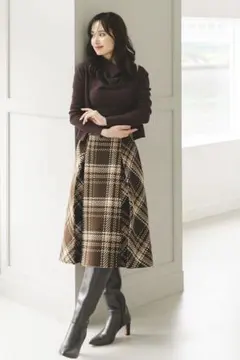 最終値下げ【25A/Wタグ付】SNIDEL ロービングチェックミドルスカート