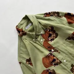 ピンクハウス　長袖シャツ　ブラウス　ドック柄　コットンシャツ　グリーン　Lサイズのサムネイル