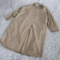 The Virgnia ザヴァージニア ワンピース シャツ 五分袖 ベージュ 綿
