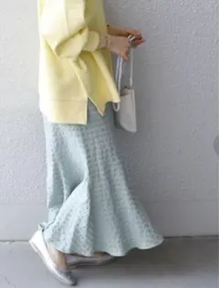 シップスエニー　ギンガムチェック　フレアスカート　ロングスカート