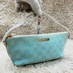 希少・美品⭐︎GUCCI ピンク GG柄 ロゴプレート アクセサリーポーチ