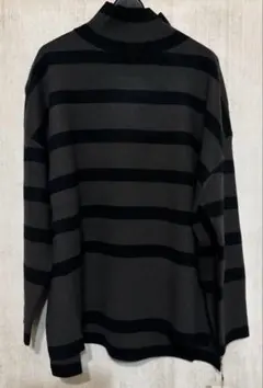 CLOVE（クローブ） Wジャガードボーダーニット （チャコールグレー）