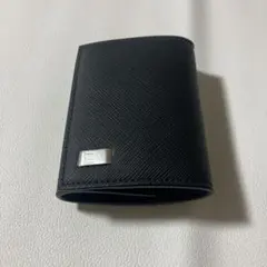 ほぼ未使用】 ダンヒル 名刺入れ フラップ レザー ロゴプレート 黒