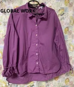GLOBAL WORK デザインシャツ　リボン　パープル　M