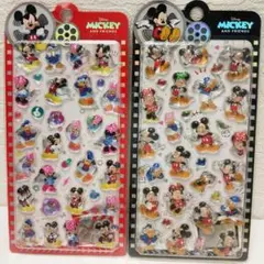 ラス1【正規品】ディズニー ミッキー ミニー ボンボンドロップシール風 2枚