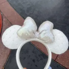 ディズニーカチューシャ クリスマス 冬 キルティング パール