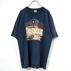 00sヴィンテージ・Tシャツ 企業ロゴ ラン ネイビーXL フェード