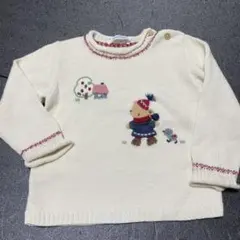 極美品familiarファミリア❤️立体的な編み込み刺繍の素敵なニットセーター90