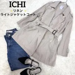 ICHI リネンスプリングコート ベージュ ライトジャケットコート ゆったり
