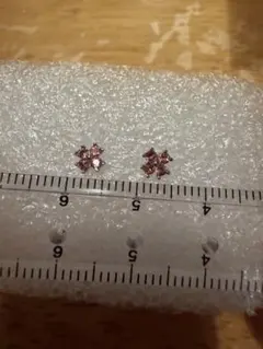 ピンク花型ピンクトルマリン10kピアス