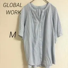 グローバルワーク　美品 半袖ストライプシャツ　Mサイズのサムネイル