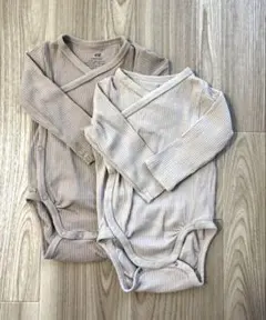 【美品】H&M ベージュロンパース 68cm 2枚セット