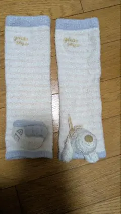 ベビーレッグウォーマー ホワイトブルー　ジェラートピケ