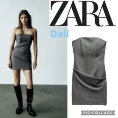 完売品　ZARA ザラ　新品タグ付き　ベアトップワンピース　オフショルダー