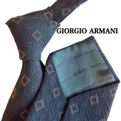 Giorgio Armani アルマーニ　黒 ダイヤモンド柄　グレー　ネクタイのサムネイル