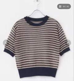 ITEMS アーバンリサーチ　シアーボーダー半袖ニット