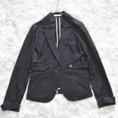 マダーアッカ　ジャケット　アウター　ストライプ　　ヘリンボーン柄　黒　サイズ②