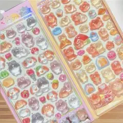 ボンボンドロップシール うさぎ くま うるちゅる 動物 2枚セット