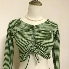 DAZY ストライプ柄 フロント絞り