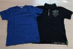 黒ポロシャツ　青Tシャツ　2枚セット　150cm ミキハウス　ダブルB 男児