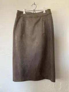 グレージュ　スエード風 タイトスカート