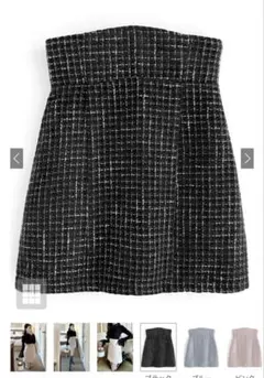 ハイウエストツイードタイトミニスカート［gc224］