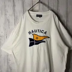 希少USA製90s】ノーティカ センタービッグロゴオーバサイズTシャツ XL 