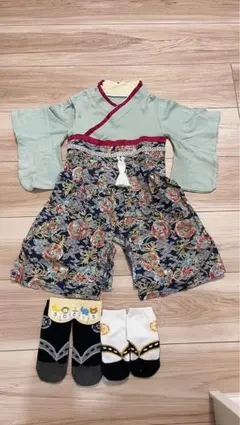 ベビー　キッズ　袴ロンパース　靴下セット 80cm