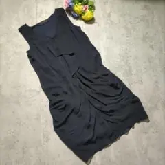 アンタイトル UNTITLED 日本製 ネイビーワンピース ノースリーブ (2)