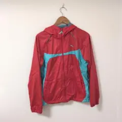 PUMA フード付きウィンドブレーカー L レッド/ターコイズ