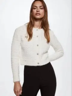 Mango ホワイトニットカーディガン