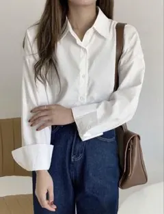 ドロップショルダー オーバーサイズシャツ ホワイト