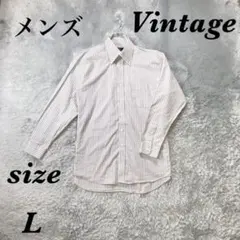 Vintage ヴィンテージ (L) 長袖シャツ ストライプ ボタンダウン 綿混