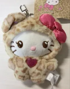 タグ付き　ヒョウ柄キティ　ギャルクマ茶色　ストラップ　キーホルダー　豹柄