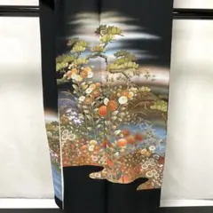 専用C211正絹　黒留袖　比翼付　五つ紋　作家物落款　金箔　極美品　着物