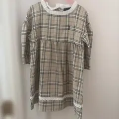 EAST BOYベージュチェックワンピース 七分袖のサムネイル