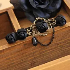 残り1点⭐️ヘアクリップ レディース ヘアアクセサリー ブラック ローズ 花