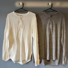 UNIQLO ヘンリーネック長袖カットソー M ホワイト