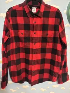 GAP レッド ブラック チェック ネルシャツ M/ブロックチェック／兼用