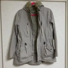 LOWRYS FARM ファー付きモッズコート？ 羽織 上着 M ライトグレー