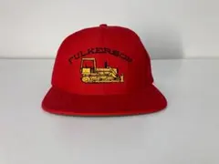 90s 企業物 重機 刺繍ロゴ USA製トラッカーキャップ 赤