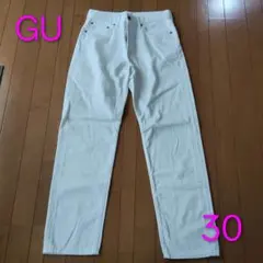 GU メンズ ワイドパンツ チノパン 白 30 L