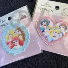 新品)ディズニープリンセス ワッペン 2枚 まとめ アイロン シール 女の子