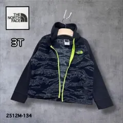 ☆人気　ノースフェイス　フリースジャケット　刺繍ロゴ　ブラック×グレー　3T