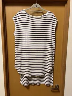 【MidiUmi ミディウミ】フレンチスリーブ　カットソー　ボーダー　チュニック