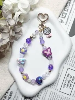 【ハンドメイド】ビーズストラップ/ スマホストラップ