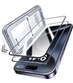 iPhone12/12 Proガラスフィルム2枚入自動吸塵ガイド枠付9H高透過率